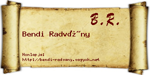 Bendi Radvány névjegykártya